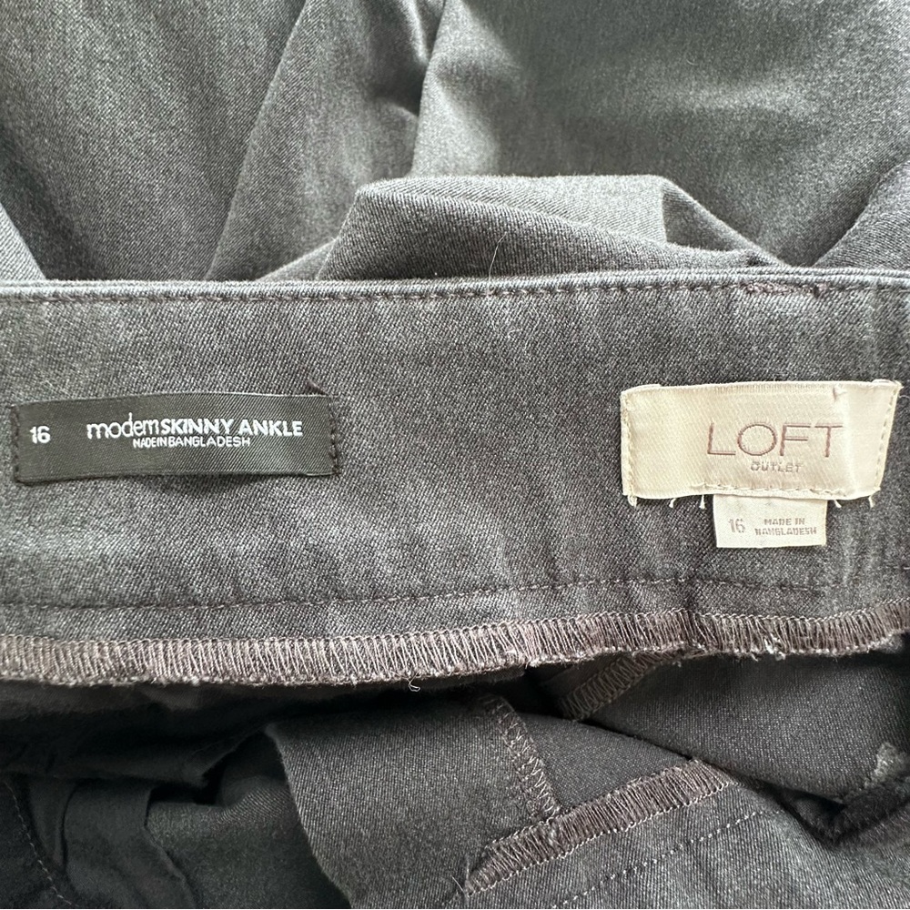 Loft Outlet Charcoal Gray Skinny Ankle Pants Size 16 - Picture 6 of 7